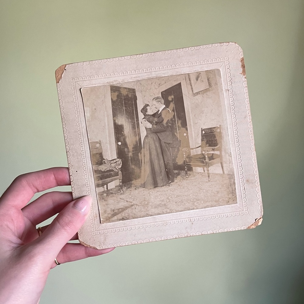 Original Antique Photograph, Victorian Couple in Love, Romantic Married Couple